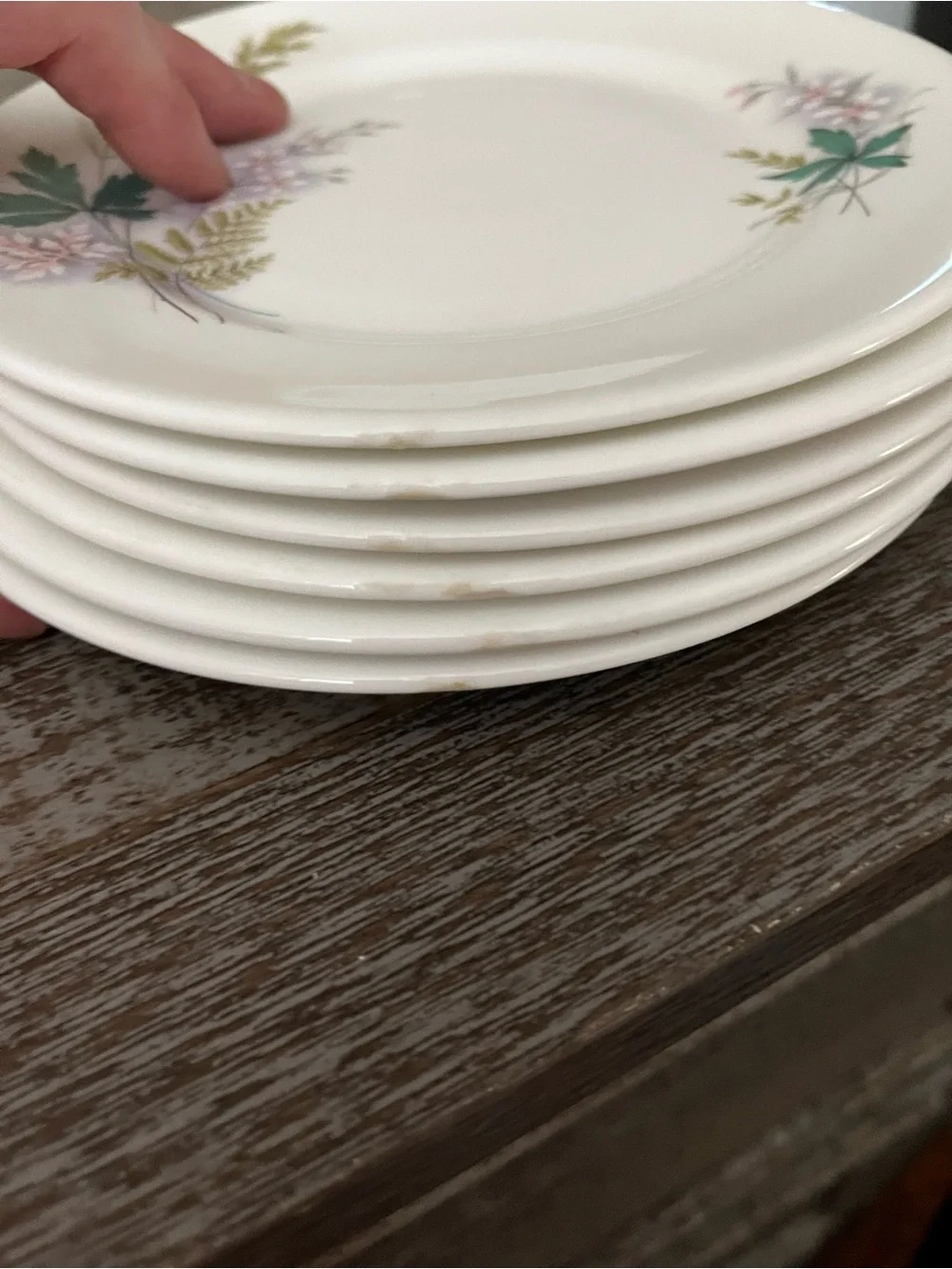Vintage Queen Anne bone china plate in the Louise pattern, set of six